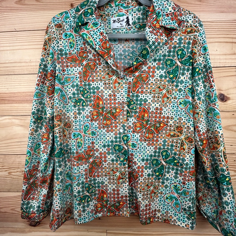 VINTAGE Mr. Beau butterfly funky blouse